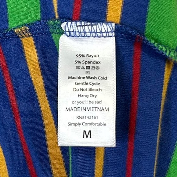 LuLaRoe Women's M Striped Green Blue Yellow Short Sleeve Irma Tunic Blouse Shirt - Picture 9 of 11